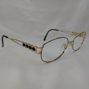 Vintage TURA Eyeglass Frames 852 CHA Gold Metal Oval Brown Glitter